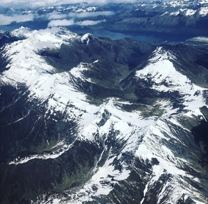 Aerial view snow on the Mountains New Zealand