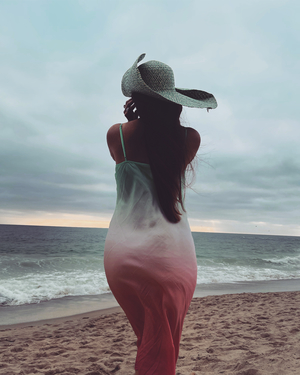 a woman on the beach